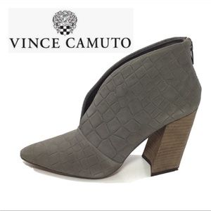 Vince Camuto Suede Crocodile Pattern Booties